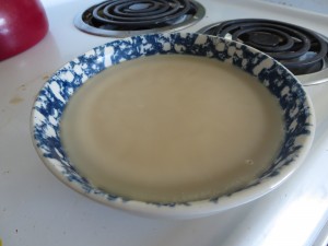 Ta-Da! Lard! This is what the lard looks like after it's settled and hardened. We just keep our lard right next to our stove and use it for cooking!